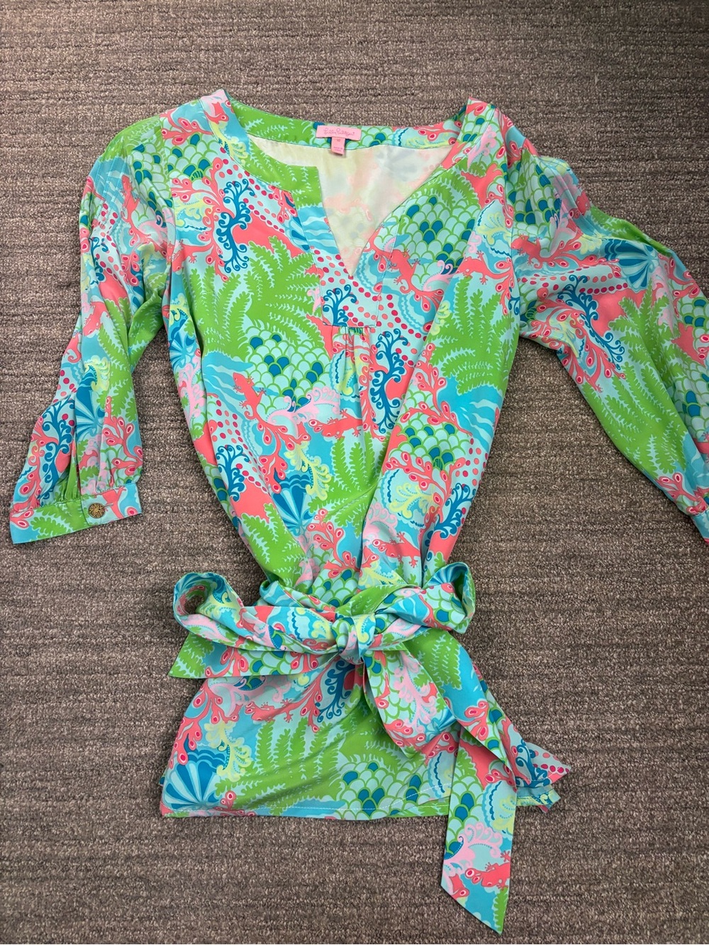 Lilly Pulitzer Green Pink Blue Wrap Top